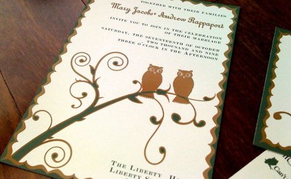 Fall owl wedding invitation or