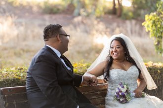 Bride & Groom Portrait in Mountain see, CA