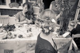 detail regarding the brides hair decorations