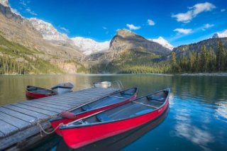 Lake O'Hara Canoe Dock, Yoho nationwide Park, British Columbia