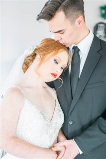 Model with Down syndrome presents for wedding photo shoot