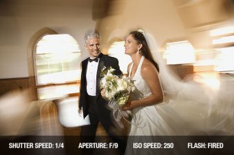 wedding ceremony Photograp of a Bride and groom leaving church with motion blur impact